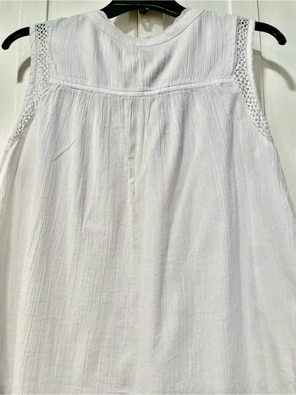 LOFT White 100% Cotton Sleeveless Button Front Top Summer Boho Cottagecore Sz S - Picture 5 of 7